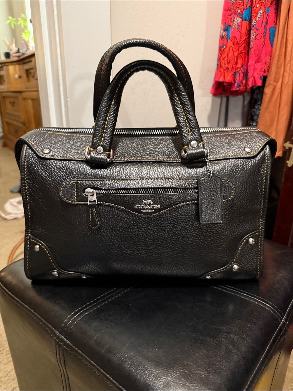 Women's COACH Black Leather Crossbody Bag